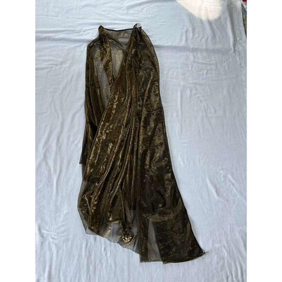 Flapper Girl 1920's Dress, Halloween Costume, With Shawl, Black/Gold Size Large - Picture 8 of 8